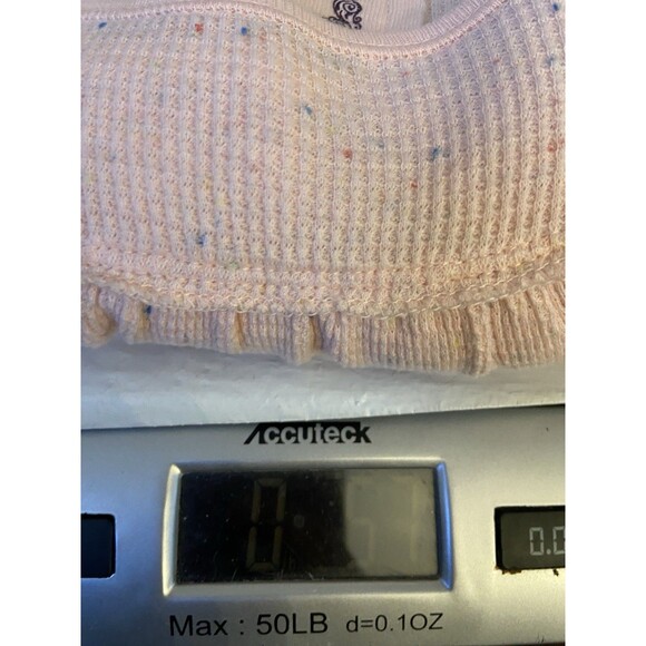 Vintage Y2K Old Navy Fitted Waffle Knit Babydoll Top Size M Pink Speckled Long - Picture 9 of 9